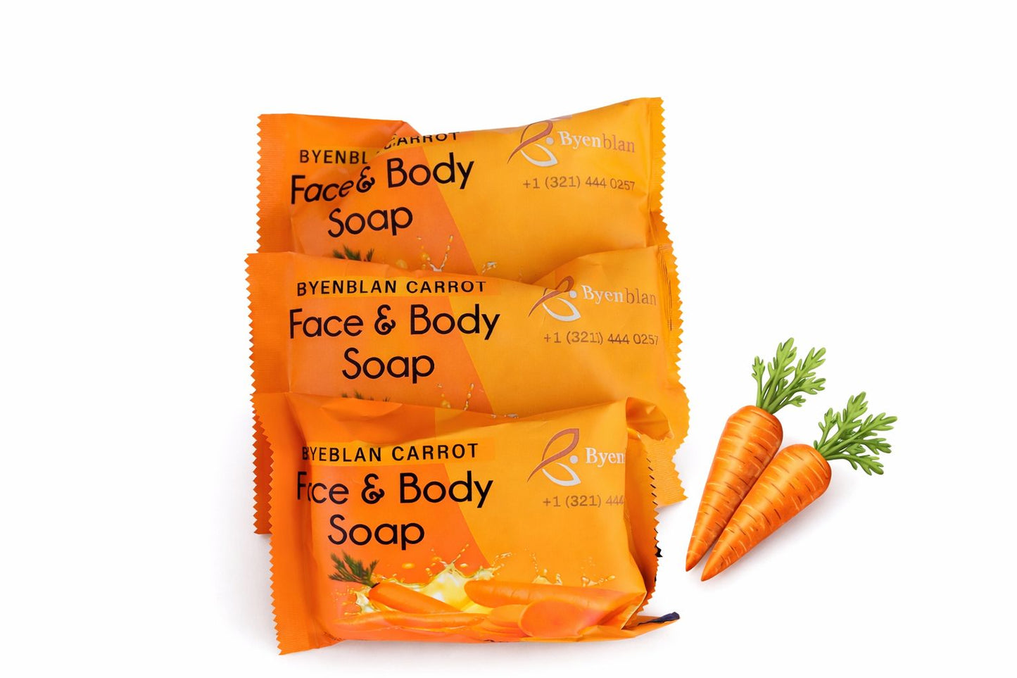 Byenblan Carrot Face & Body Soap 3-Bars pack